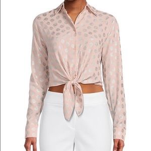 Michael Kors tie front long sleeve crop top